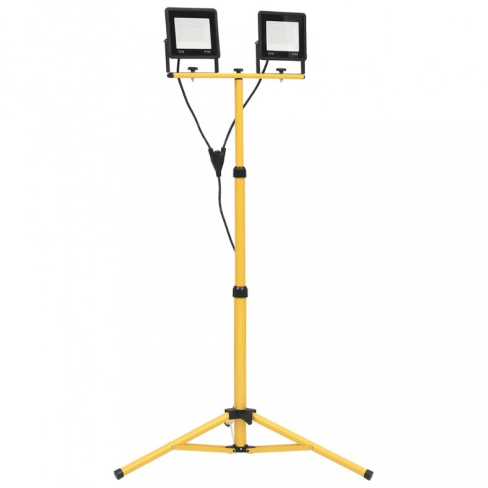 Gossi proiector cu led si trepied, 2x50 w, alb rece
