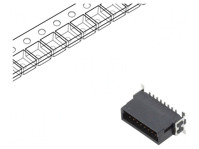 Conector PCB-PCB tată 16 pini 1,27mm termoplast