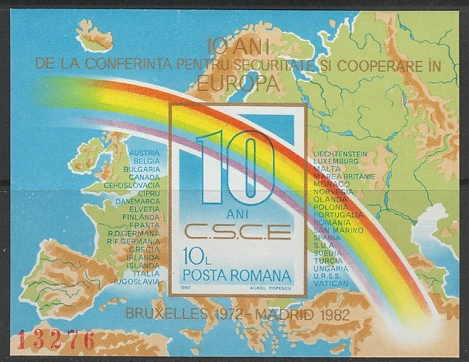 C3101 - Romania 1982 - CSCE bloc nedantelat,neuzat, neuzat,perfecta stare