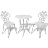 Set mobilier bistro, 3 piese, alb, aluminiu turnat GartenMobel Dekor, vidaXL