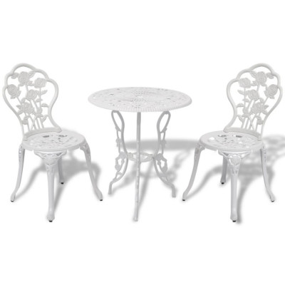 Set mobilier bistro, 3 piese, alb, aluminiu turnat GartenMobel Dekor foto