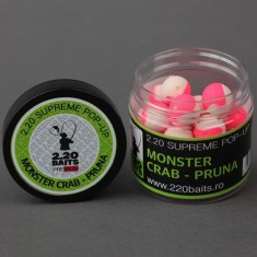 Pop Up 2.20 Baits Supreme, Alb - Roz, Monster Crab &amp; Pruna, 16mm, 100ml