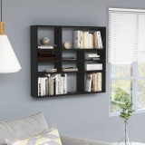 Gossi raft de perete, negru, 90x16x78 cm, lemn prelucrat