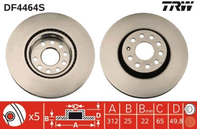 TRW DF4464S Disc frana foto