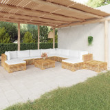 VidaXL Set mobilier grădină cu perne, 12 piese, lemn masiv de tec