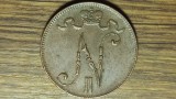 Finlanda ducat sub Imperiul Rus - piesa de istorie - 5 pennia 1916 XF - tarul Nicolae II - impecabila !