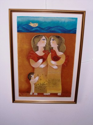 Sami Briss (n.1930 Iasi), &amp;quot;Surorile&amp;quot;, cromolitografie, tablou autentic foto