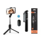 Selfie Stick cu Trepied Q01 &amp; Telecomanda Bluetooth, Extensibil 101cm, Compatibil iOS/Android, Alb