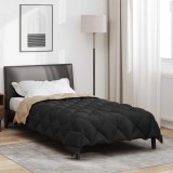 vidaXL Duvet de iarnă Negru și Taupe 220 x 140 cm Microfibră 42025734