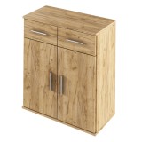 Cumpara ieftin Comoda 2 usi 2 sertare mdf maro stejar artisan Resita 70.6x35x79.5 cm