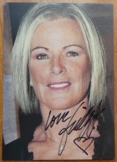 Autografe pe fotografii a 2 membri a formatiei ABBA, Bj&ouml;rn Ulvaeus si Anni-Frid Lyngstad