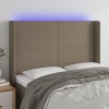 VidaXL Tăblie de pat cu LED, gri taupe, 147x16x118/128 cm, textil 3123770