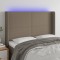 vidaXL Tăblie de pat cu LED, gri taupe, 147x16x118/128 cm, textil 3123770