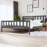 Cumpara ieftin Cadru de pat, gri, 200x200 cm, lemn masiv