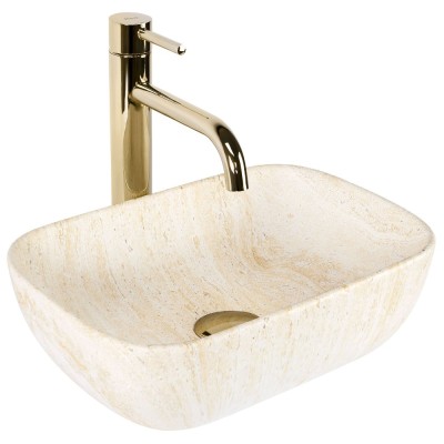 Lavoar pentru blat Rea BELINDA MINI TRAVERTINE MATT foto