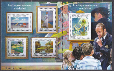 DB1 Arta Pictura Niger Impresionisti Americani Tiraj 1000 MNH foto