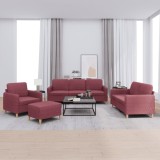 vidaXL Set canapea cu perne, 4 piese, roșu vin, material textil