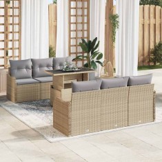 vidaXL Set de canapele pentru grădină 7 pcs Bej 100 x 55 x 73 cm 3357123