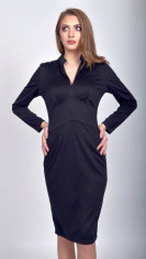 Rochie office dreapta cu maneci lungi Black foto