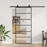 VidaXL Ușă glisantă cu set de feronerie neagră 90x205 cm Sticlă ESG
