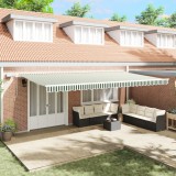 vidaXL Marchiză retractabilă manuală cu LED verde și alb 600x350 cm