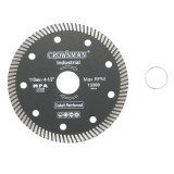 Disc diamantat turbo 115x22.23x1.35mm, viteza max. 13300rpm, taiere umeda/uscata pentru piatra, placi ceramice Crownman