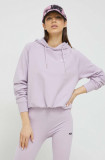 Fila bluza femei, culoarea violet, cu glugă, neted