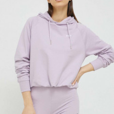 Fila bluza femei, culoarea violet, cu glugă, neted