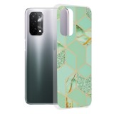 Husa compatibila cu oppo a54 5g, a74 5g, marble floral, verde