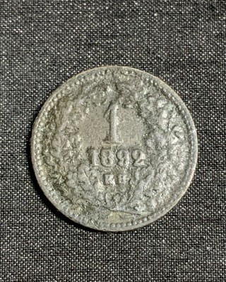 Moneda 1 kreuzer 1892 Ungaria foto