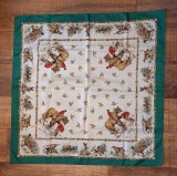 ** Batic / esarfa Made in Italy, Italia, motive de vanatoare: fazan, iepure, rate, corn de vanatoare, caini si vanatori calare, poliester, 77x77cm