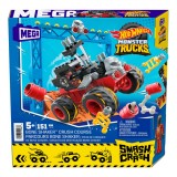 Set de constructie cu rampa, Hot Wheels, Monster Truck, Smash si Crash Bone Shaker, 151 piese, HKF87