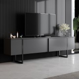 Comoda Tv Luxe TV Stand Chic, Alb Negru Nuc, 180x50x30 cm