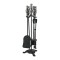 Set accesorii semineu, suport cu 4 piese, nichelate, 66 cm&nbsp;
