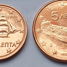Set 2, 5 euro cents 2010 Grecia, unc, km#182, 183