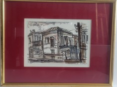 Tablou, raritate-grafica valoroasa de exceptie tus/acuarela-BUCURESTI-autor necunoscut