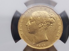 Marea Britanie - 1847 FULL GOLD SOVEREIGN - Victoria - Pentru Colectionari foto