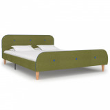 Cadru de pat, verde, 140 x 200 cm, material textil, Cires, Dublu, Cu polite semirotunde, vidaXL