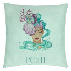 Perna Decorativa, Model Zodia Pesti, 40x40 cm, Verde Menta, Husa Detasabila, Burduf foto