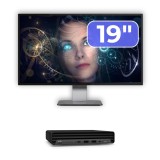 Pachet HP EliteDesk 800 G6 Mini PC i5-10500T, 8GB, SSD 256GB, Monitor 19"