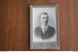 Fotografie CDV atelier romanesc visit portrait barbat legitimatie CFR