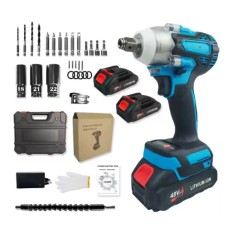 Cheie cu impact electric 21V, acumulator Li-Ion, 350 Nm, cu LED și afișaj digital, cu trusă