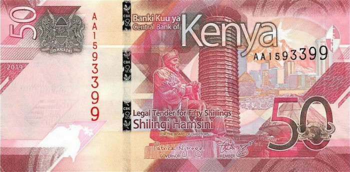 KENYA █ bancnota █ 50 Shillings █ 2019 █ P-52 █ SERIA AA █ UNC █ necirculata