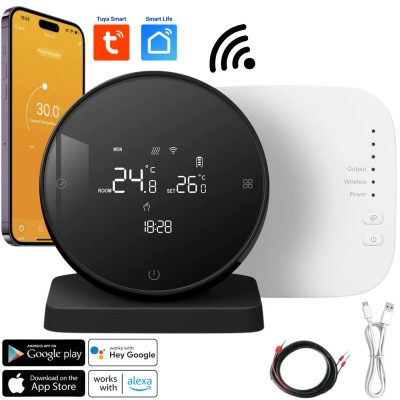 Termostat de ambient inteligent BIRAI&amp;reg; Controlat Prin Internet/Smartphone Programabil WiFi din Aplicatia Tuya sau Smart Life, Alexa si Google Home, Co foto