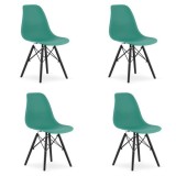 Cumpara ieftin Set 4 scaune stil scandinav, Artool, Osaka, PP, lemn, verde si negru, 46x54x81 cm