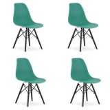 Set 4 scaune stil scandinav, Artool, Osaka, PP, lemn, verde si negru, 46x54x81 cm GartenVIP DiyLine