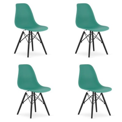Set 4 scaune stil scandinav, Artool, Osaka, PP, lemn, verde si negru, 46x54x81 cm foto