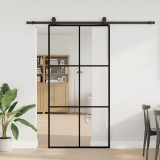 VidaXL Ușă glisantă cu set de feronerie neagră 102x205 cm Sticlă ESG