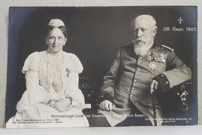 MAREA DUCESA LUISE SI MARELE DUCE FRIEDRICH VON BADEN , CARTE POSTALA ILUSTRATA , MONOCROMA, NECIRCULATA , PERIOADA INTERBELICA foto