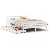 Cumpara ieftin Cadru de pat fara saltea, alb, 140x200 cm, lemn masiv pin